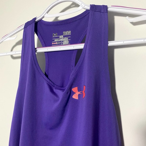 Girls Purple Under Armour Muscle Tee Kids Large - Picture 2 of 7